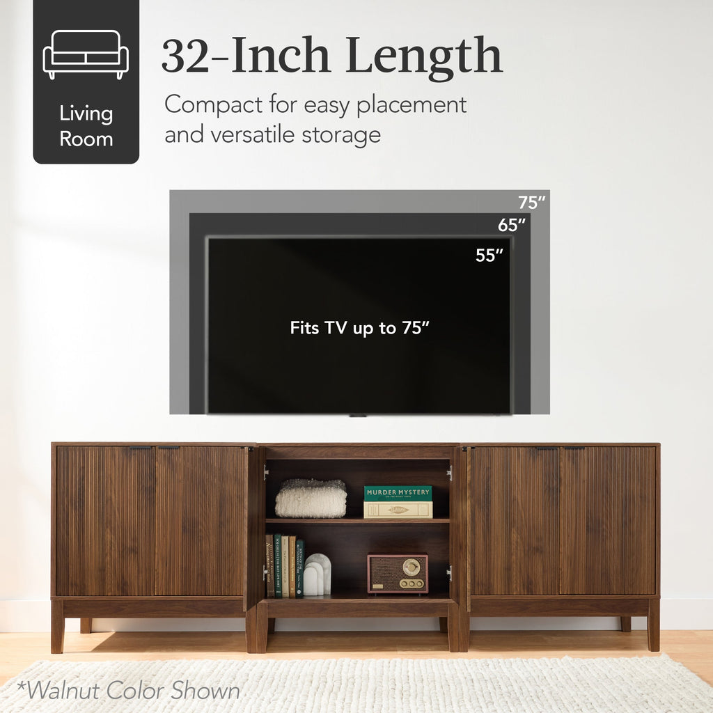 2-Door Reeded Storage Cabinet, Accent Furniture, Sideboard