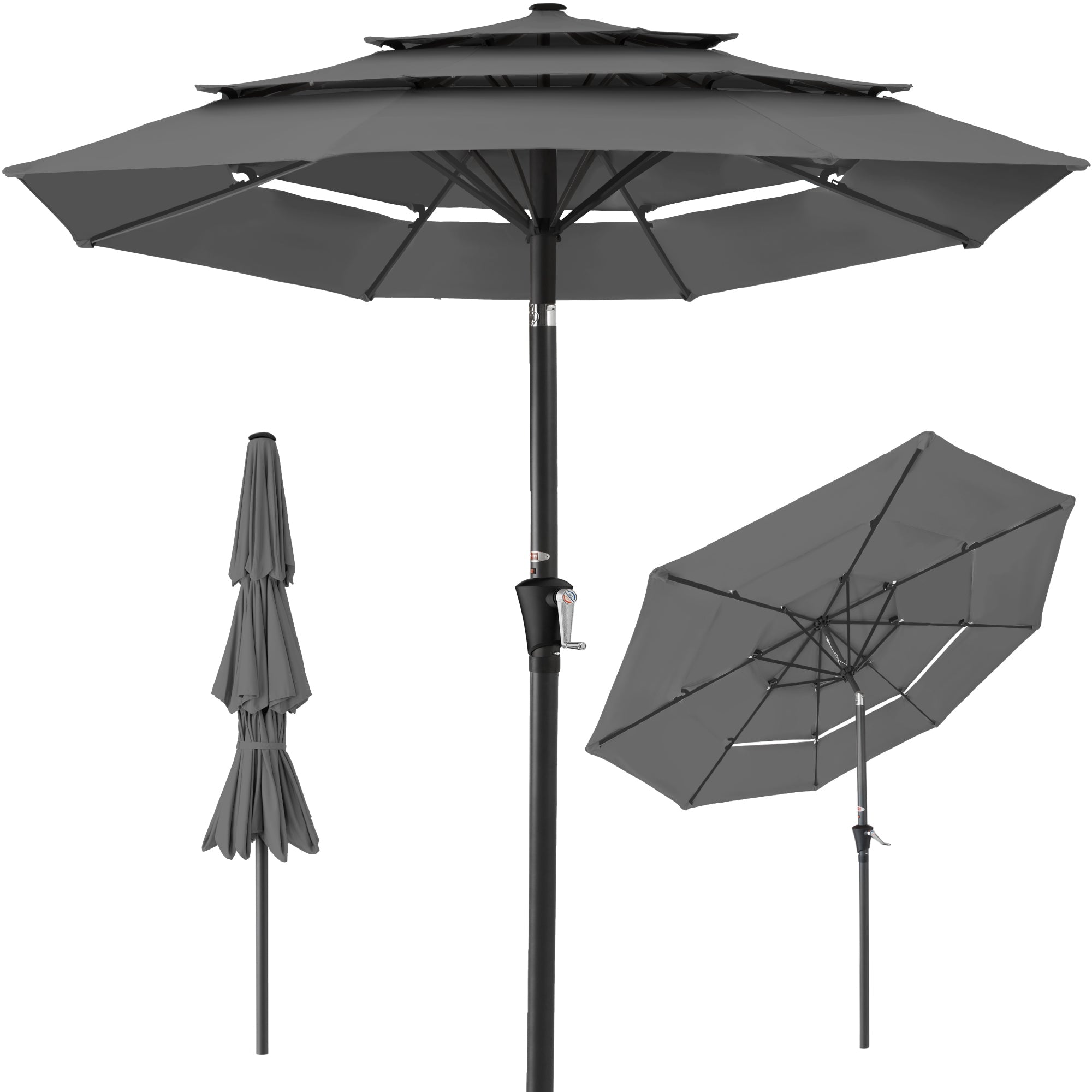 3-Tier Patio Umbrella w/ Tilt Adjustment, Crank - 10ft