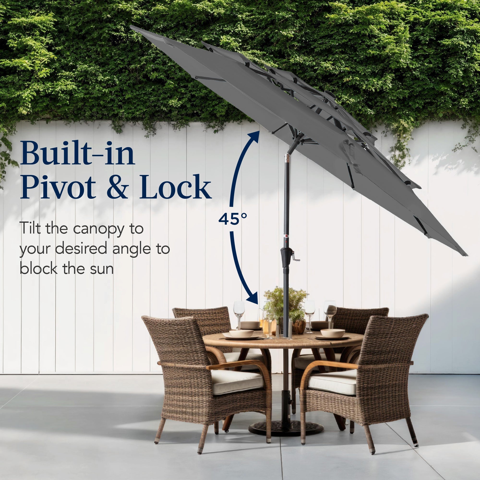 3-Tier Patio Umbrella w/ Tilt Adjustment, Crank - 10ft