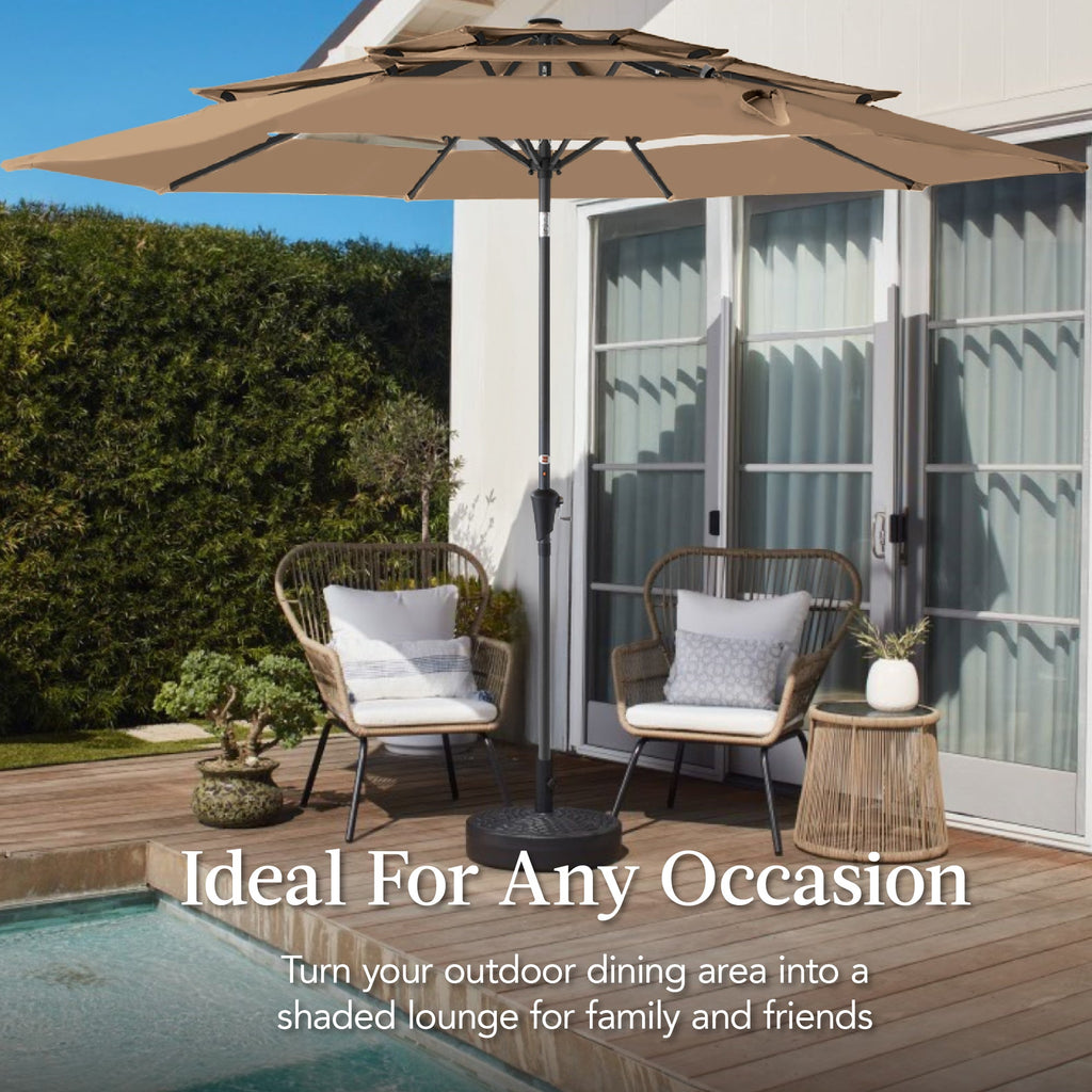 3-Tier Patio Umbrella w/ Tilt Adjustment, Crank - 10ft