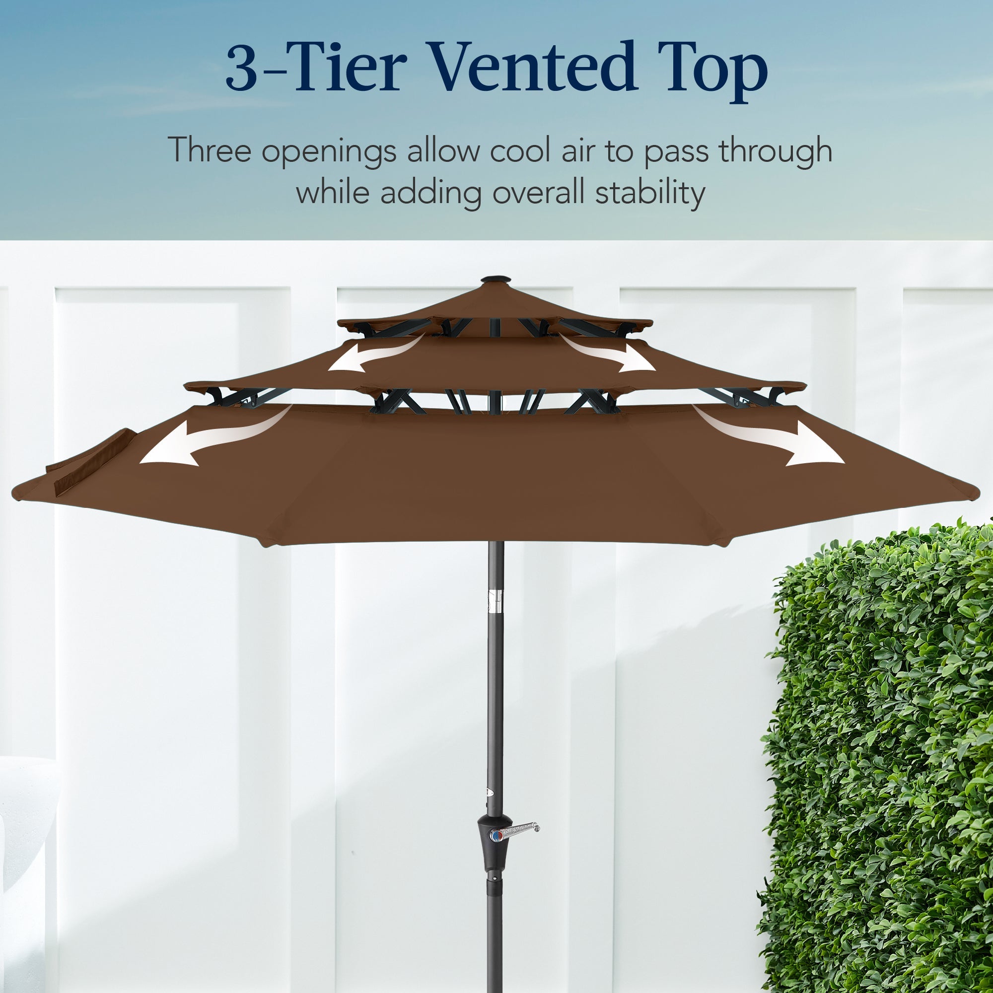 3-Tier Patio Umbrella w/ Tilt Adjustment, Crank - 10ft