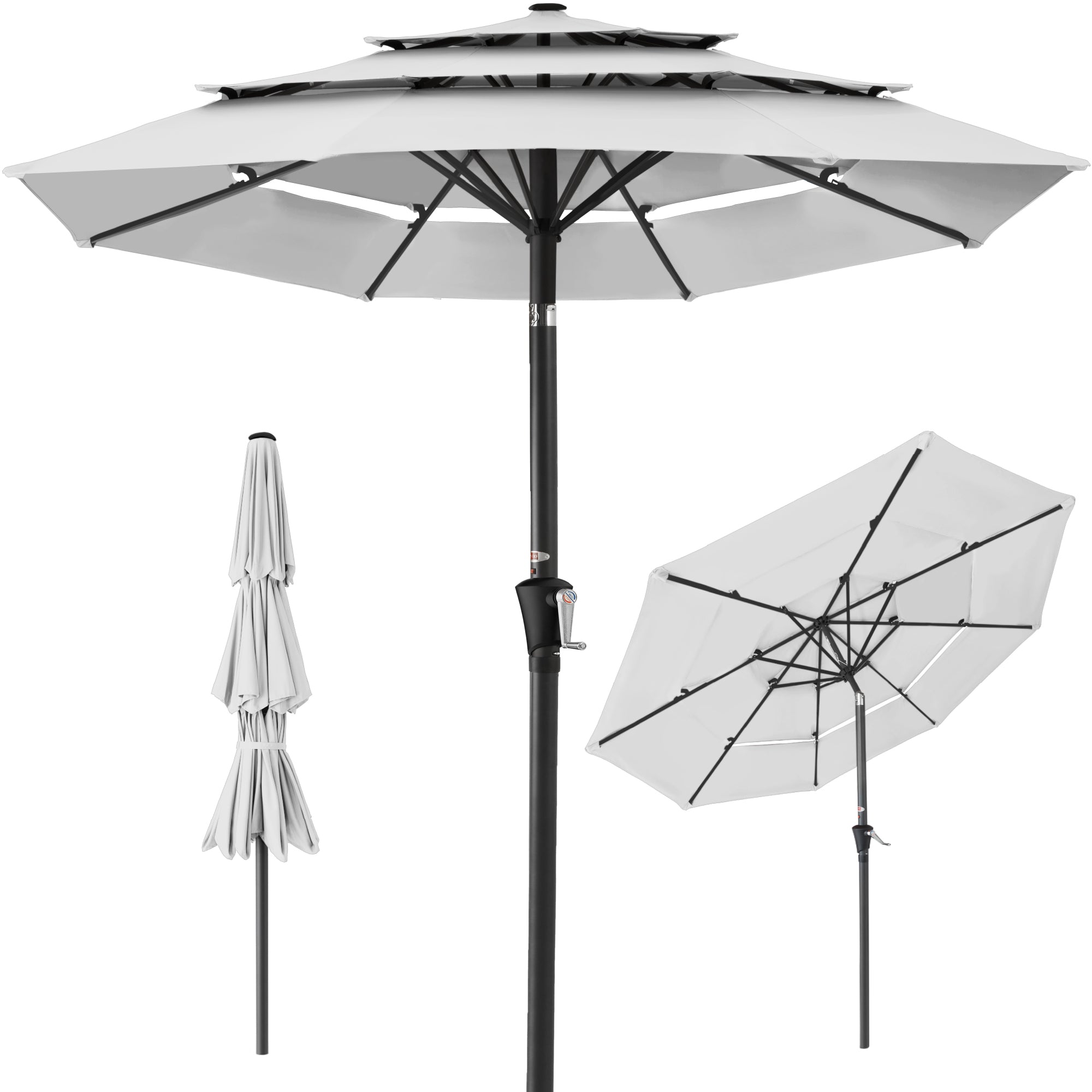 3-Tier Patio Umbrella w/ Tilt Adjustment, Crank - 10ft