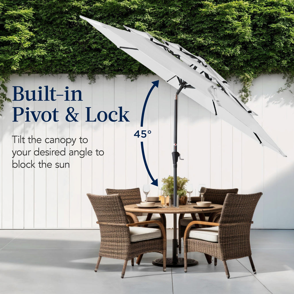 3-Tier Patio Umbrella w/ Tilt Adjustment, Crank - 10ft