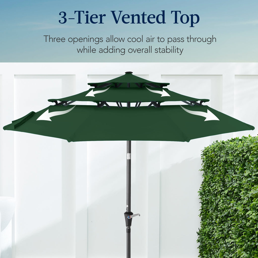3-Tier Patio Umbrella w/ Tilt Adjustment, Crank - 10ft