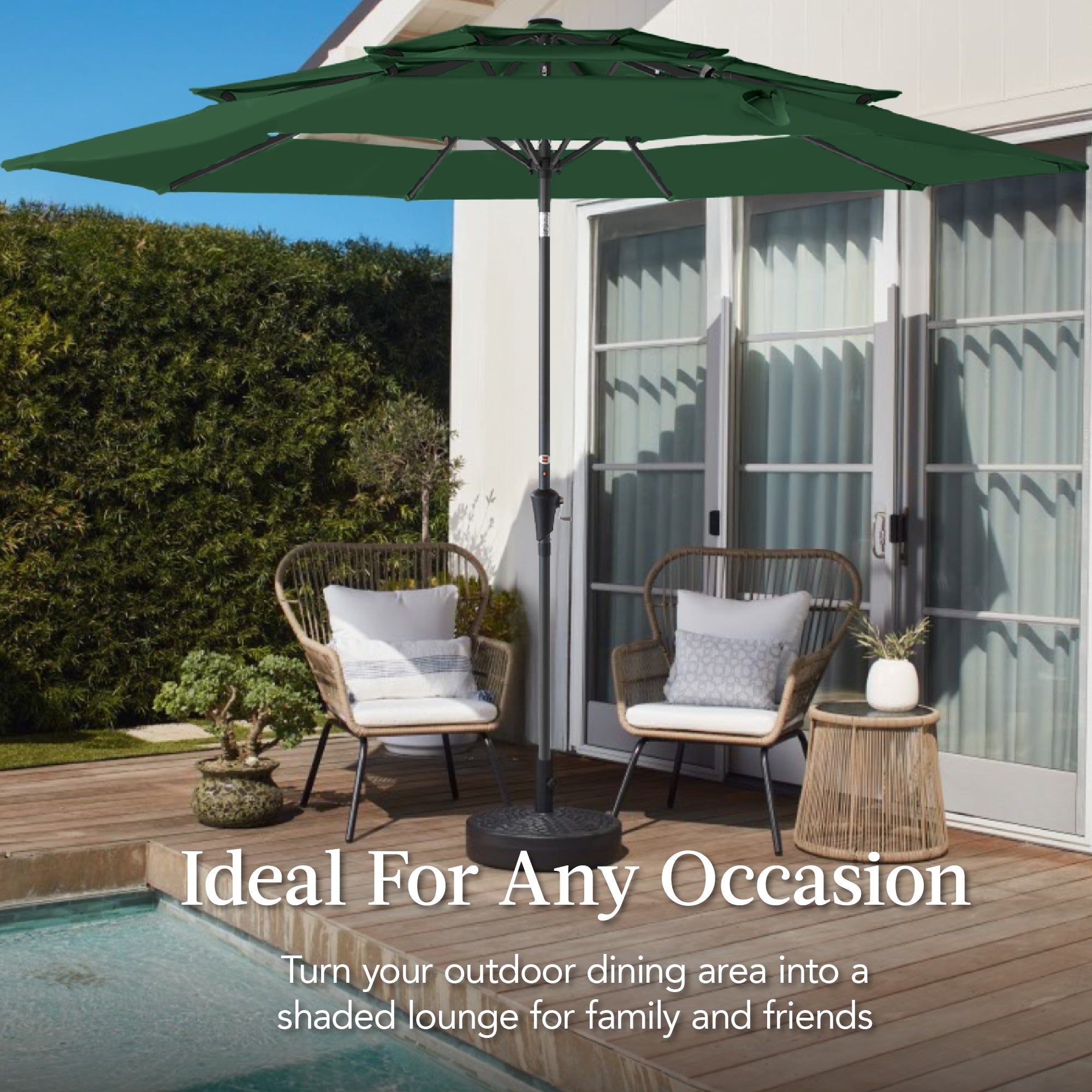 3-Tier Patio Umbrella w/ Tilt Adjustment, Crank - 10ft