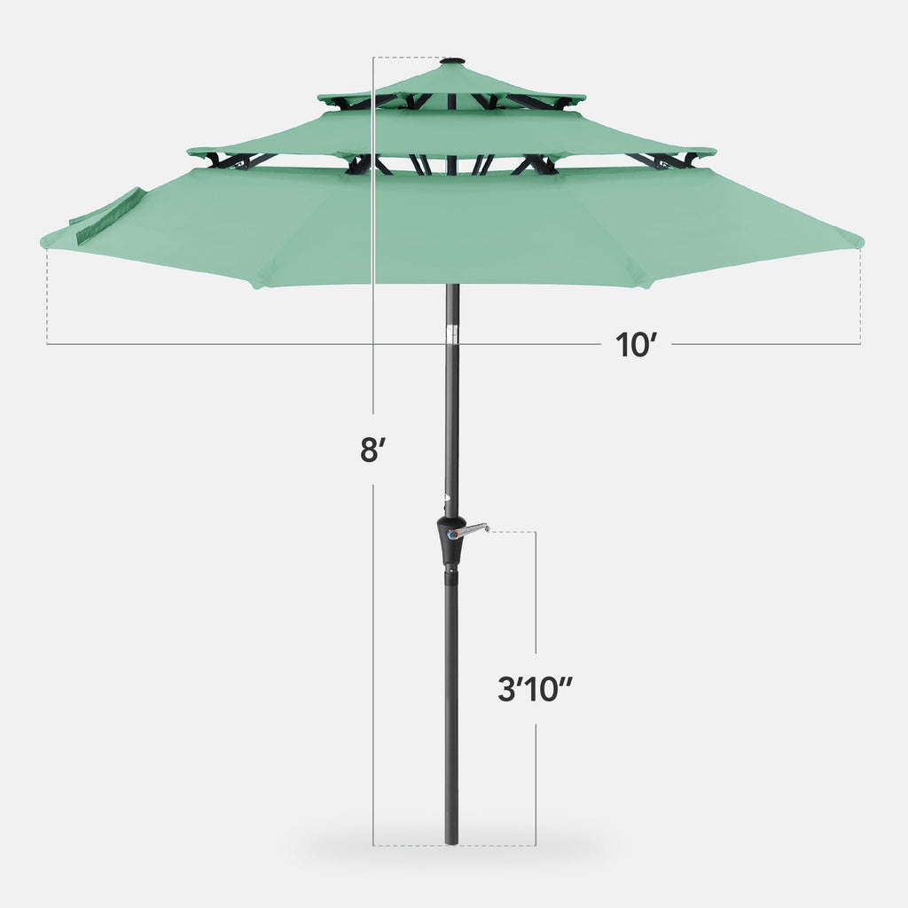 3-Tier Patio Umbrella w/ Tilt Adjustment, Crank - 10ft